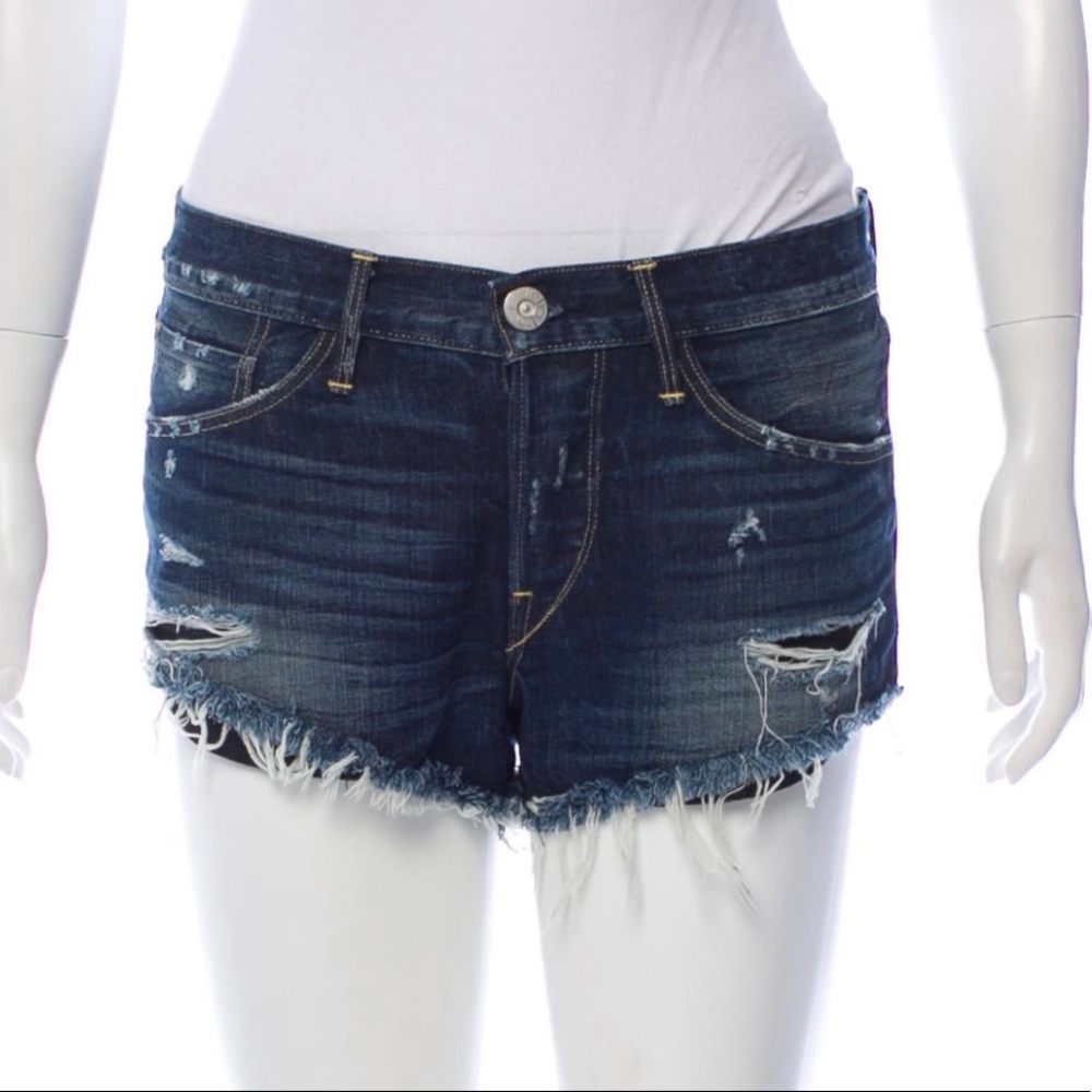 3x1 Dark Blue Distressed Denim Mini Short size 25